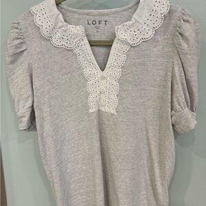 Loft Knit Top with Eyelet Collar